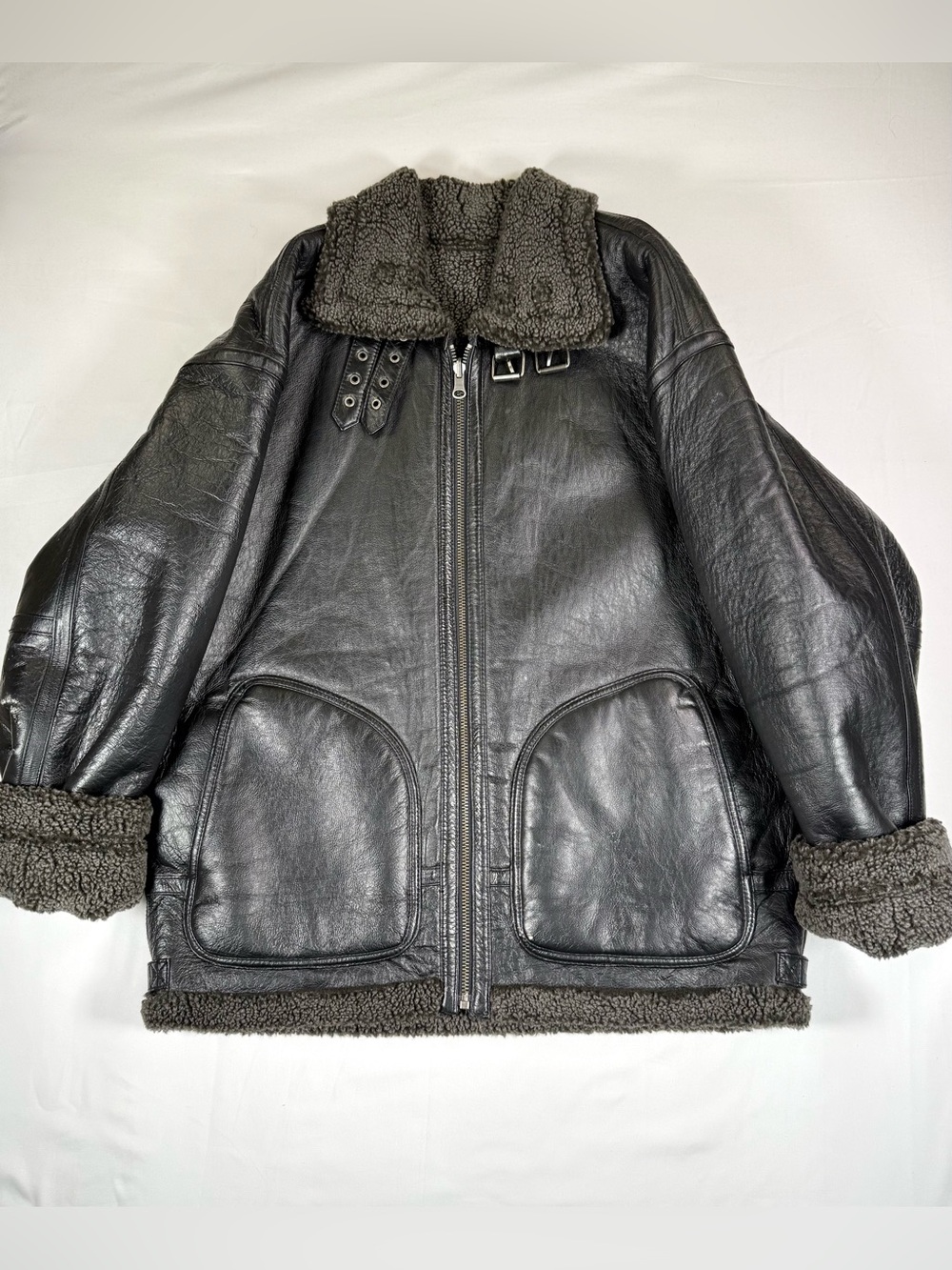 VINTAGE WILSONS Mens Heavyweight Leather Bomber Aviator Jacket M 90s Y2K B3 Moto